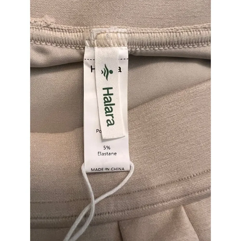 Halara High Waisted Side Pocket Work Wide leg Pants Beige S Athleisure Comfort - Picture 7 of 7